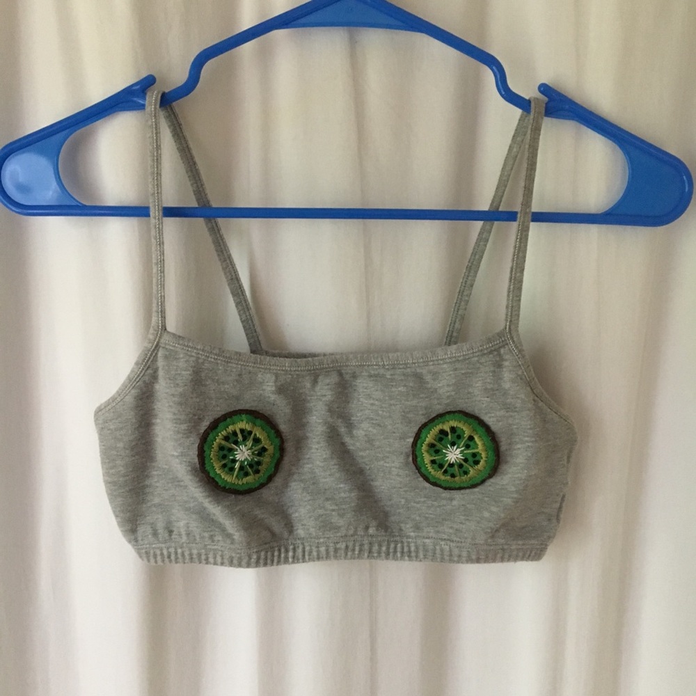 Fun kiwi patch bralette